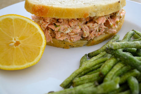Salmon Salad with Nuts Over Fish Pistachio Topping